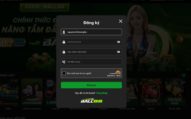 Người chơi tạo tài khoản và đăng nhập Ball88 nhanh chóng