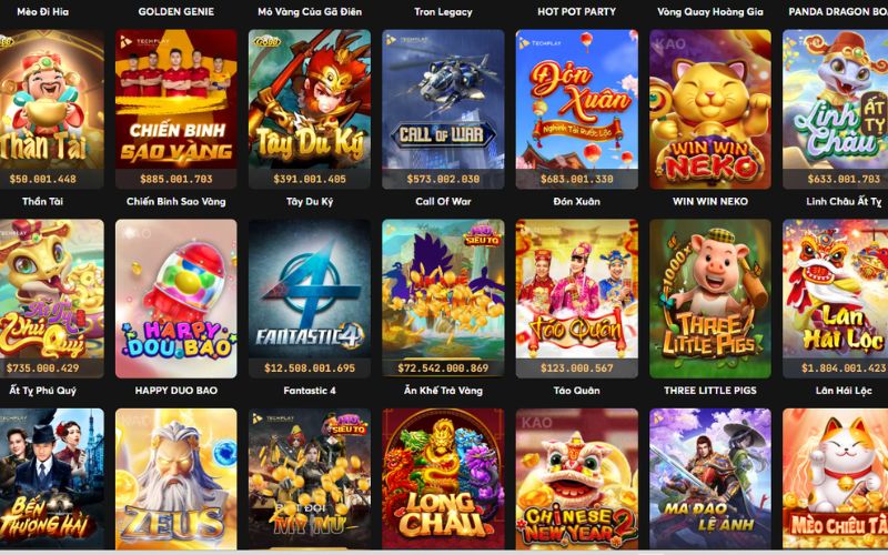 Không gian slot Ball88 với nhiều game nổ hũ phổ biến